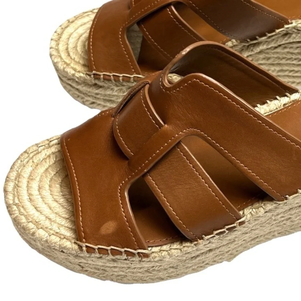 Marc Fisher Robbyn Espadrille Leather Slide Brown Size 8.5